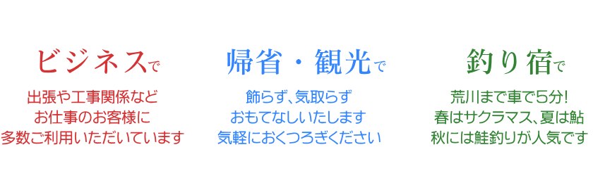 ビジネス・帰省・釣り宿に